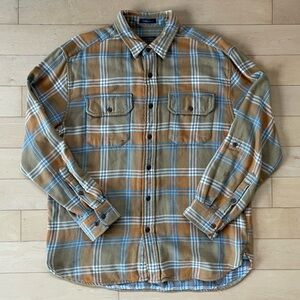 Pendleton Fairbanks Double Cloth Shirt in Orange, White, Blue Plaid